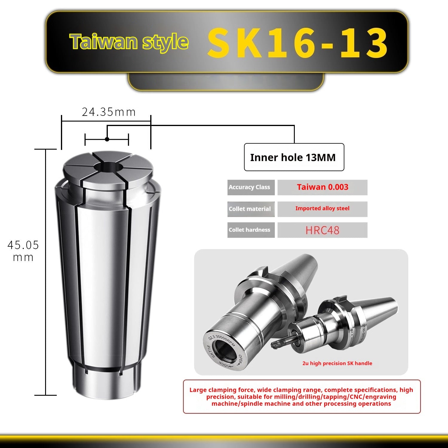 6025 SK Collet SK6 SK10 SK13 SK16 SK20 SK25 Flexible collet High-speed toolholder sk collet Shandong Denso Pricision Tools Co.,Ltd.